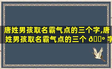 唐姓男孩取名霸气点的三个字,唐姓男孩取名霸气点的三个 🌺 字有哪些